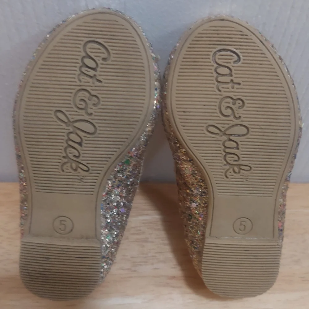 Cat & Jack Glittered Baby Girl Slip On Shoes Size 5